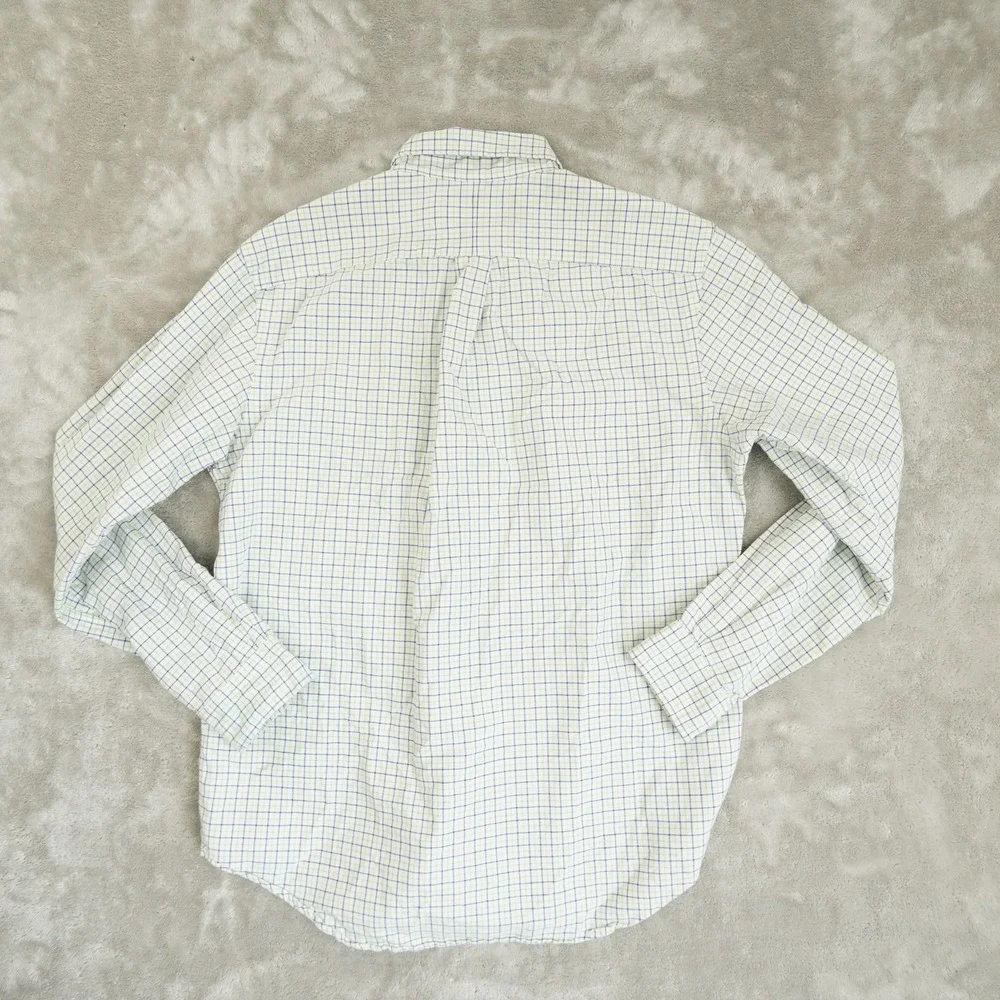 Ralph Lauren Window Pane Check Button Up Shirt Men's Medium White Preppy